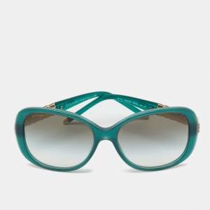 Pre Owned Bvlgari Green Gradien BV 8114 Serpenti Rectangle Sunglasses