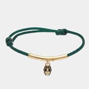 Pre Owned Bvlgari Serpenti Forever Enamel Gold Tone Cord Bracelet