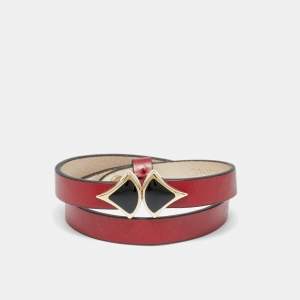 Pre Owned Bvlgari Divas' Dream  Enamel Gold Tone Leather Bracelet