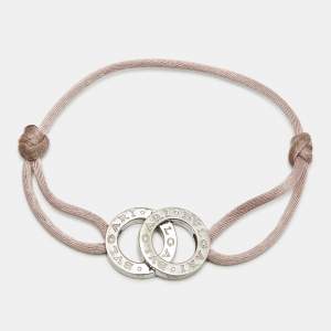 Pre Owned Bvlgari Iconic Double Logo Sterling Silver Cord Bracelet