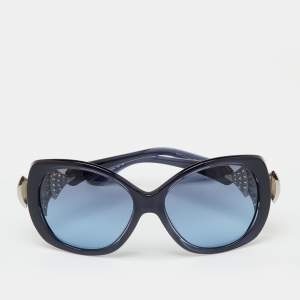 Pre Owned Bvlgari Navy Blue Gradient 8126-B Crystal Oversized Sunglasses