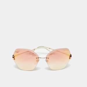 Pre Owned Bvlgari Pink Gradient 6105 B Mirrored Butterfly Sunglasses
