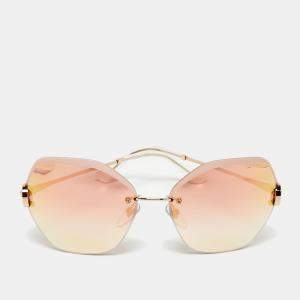 Pre Owned Bvlgari Pink Gradient 6105 B Mirrored Butterfly Sunglasses