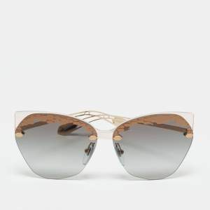 Pre Owned Bvlgari Black/Gold Gradient 6107 Irregular Cat Eye Sunglasses