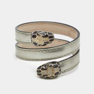 مملوكة مسبقًا Bvlgari Serpenti Forever Enamel Leather Gold Tone Bracelet