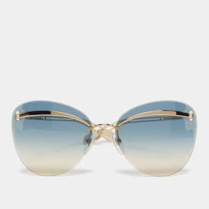 Pre Owned Bvlgari Gold Tone/Blue Gradient 6130 Butterfly Sunglasses