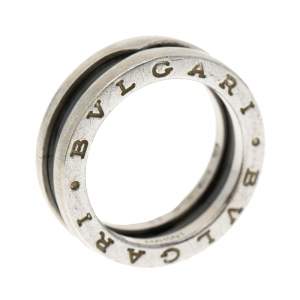 Bvlgari Save the Children 1-Band Black Ceramic Silver Ring Size 53