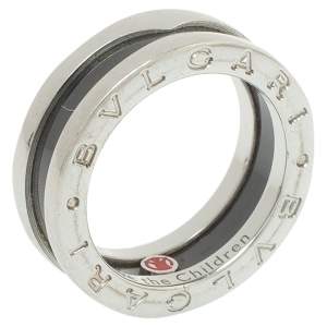 Bvlgari Save The Children Ceramic Silver One-Band Ring Size 50