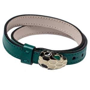 Bvlgari Serpenti Forever Green Leather Double Wrap Bracelet