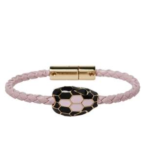Bvlgari Serpenti Forever Rosa di Francia Enamel Braided Leather Bracelet 