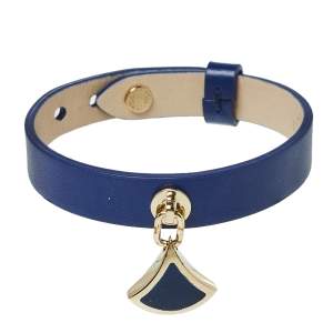 Bvlgari Diva's Dream Blue Enamel Gold Plated Leather Bracelet