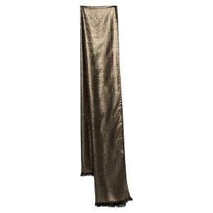 Bvlgari Gold Silk Wool Lettere Maxi Logomania Stole