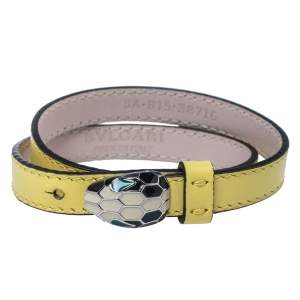 Bvlgari Matte Yellow Leather Serpenti Forever Double Coil Bracelet