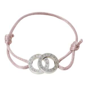 Bvlgari Bvlgari Double Logo Silver Adjustable Rose Cord Bracelet