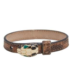 Bvlgari Serpenti Forever Brown Karung Leather Wrap Bracelet