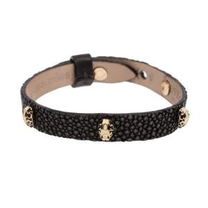 Bvlgari Serpenti Forever Black Galuchat Leather Studded Wrap Bracelet