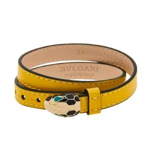 Bvlgari Serpenti Forever Yellow Leather Double Coil Bracelet