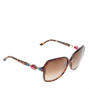 Bvlgari Dark Havana Jeweled/Brown Gradient 8069 B Oversized Sunglasses