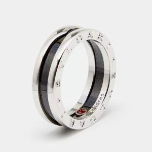 Bvlgari B.Zero1 Save the Children Black Ceramic Sterling Silver Ring Size 58