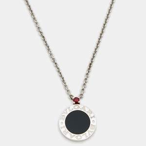 Bvlgari Bvlgari Save the Children 10th Anniversary Onyx Ruby Sterling Silver Pendant Necklace