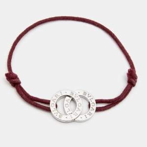 Bvlgari Bvlgari Interlocking Circles Sterling Silver Adjustable Cord Bracelet