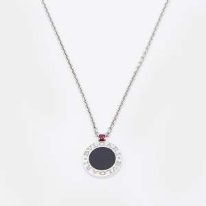 Bvlgari Sterling Silver Onyx & Ruby Save The Children Pendant Necklace