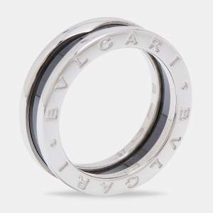 Bvlgari B-zero1 Save the Children Ceramic Sterling Silver Band Ring Size 57