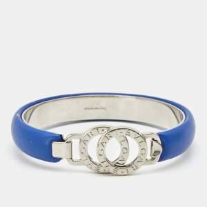 Bvlgari Bvlgari Leather Interlocking Circles Cuff Bracelet
