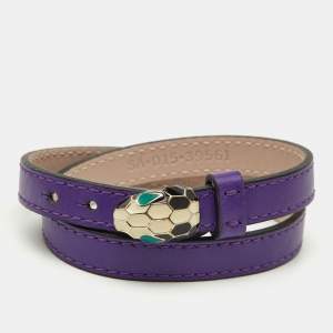 Bvlgari Purple Leather Serpenti Forever Wrap Bracelet