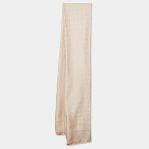 Bvlgari Beige Logomania Silk & Wool Jacquard Shawl