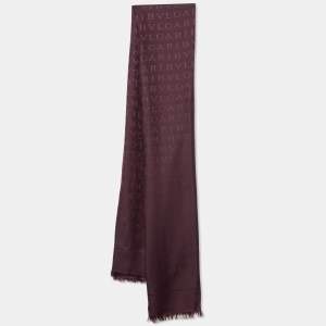 Bvlgari Dark Purple Logomania Silk & Wool Shawl