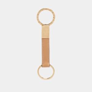Bvlgari Beige/Gold Leather Ring Keyholder 