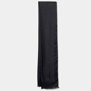 Bvlgari Black Logo Pattern Silk Stole 