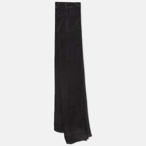 Bvlgari Black Logo Pattern Silk Scarf 