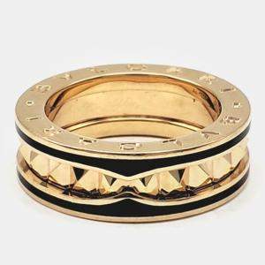 Bvlgari 18K Rose Gold & Ceramic Ceramic B.zero1 Rock Band Ring EU 51