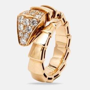 Bvlgari Serpenti Viper Diamond 18k Rose Gold Ring SIze 51