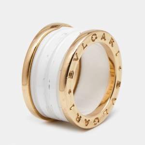 Bvlgari B.Zero1 4-Band Ceramic 18k Rose Gold Ring Size 51