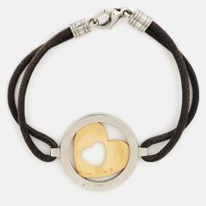 Bvlgari Tondo Cuore 18k Yellow Gold and Steel Cord Bracelet