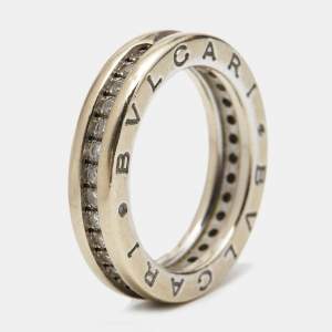 Bvlgari B.Zero1 1-Band Diamond 18k White Gold Band Ring 50