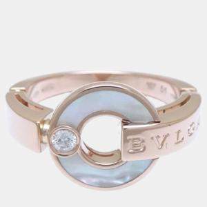 Bvlgari 18K Pink Gold and Diamond Openwork Ring EU 51