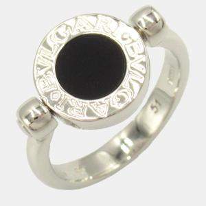 Bvlgari 18K White Gold and Diamond Flip Band Ring EU 51