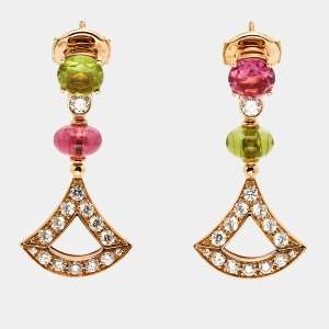 Bvlgari Divissima Multi Gemstone 18k Rose Gold Earrings