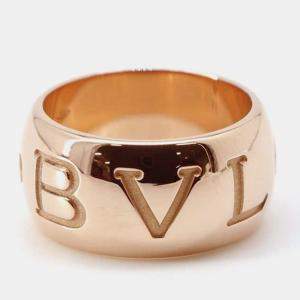 Bvlgari 18K Pink Gold Monologo Ring Size 50/#10
