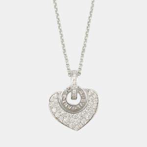 Bvlgari 18K White Gold and Diamond Cuore Pendant Necklace