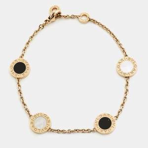 Bvlgari Bvlgari Mother of Pearl Onyx Element 18K Rose Gold Station Bracelet