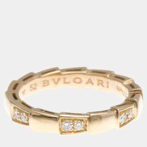 Bvlgari 18K Rose Gold and Diamond Serpenti Viper Band Ring EU 52
