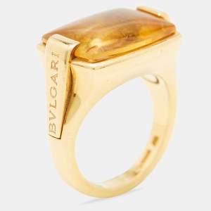 Bvlgari Metropolis Citrine 18k Yellow Gold Ring Size 52