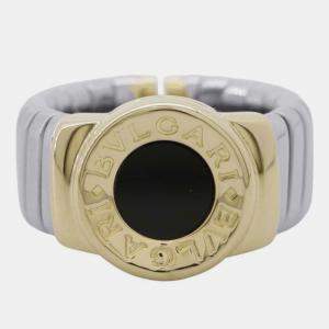 Bvlgari 18K Yellow Gold and Stainless Steel Tubogas Band Ring EU 48