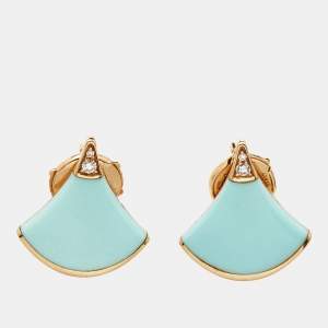 Bvlgari Divas' Dream Turquoise Diamond 18k Rose Gold Earrings