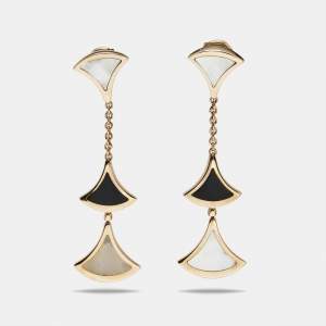 Bvlgari Divas' Dream Onyx Mother of Pearl 18k Rose Gold Dangle Earrings